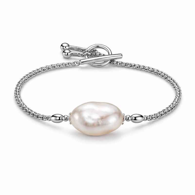 Dainty Adjustable Baroque Pearl Stainless Steel Toggle Closure Bracelet 1 Dainty Adjustable Baroque Pearl Stainless Steel Toggle Closure Bracelet