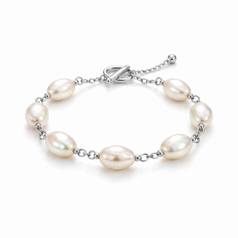 Dainty Baroque Pearl Bracelet with Adjustable Stainless Steel Toggle Closure 1 Dainty Baroque Pearl Bracelet with Adjustable Stainless Steel Toggle Closure