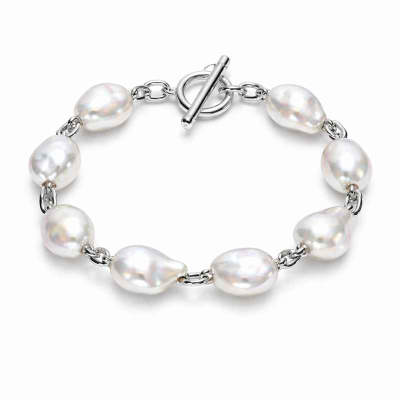 Dainty Baroque Pearl Bracelet - Adjustable Stainless Steel Toggle Closure 1 Dainty Baroque Pearl Bracelet - Adjustable Stainless Steel Toggle Closure