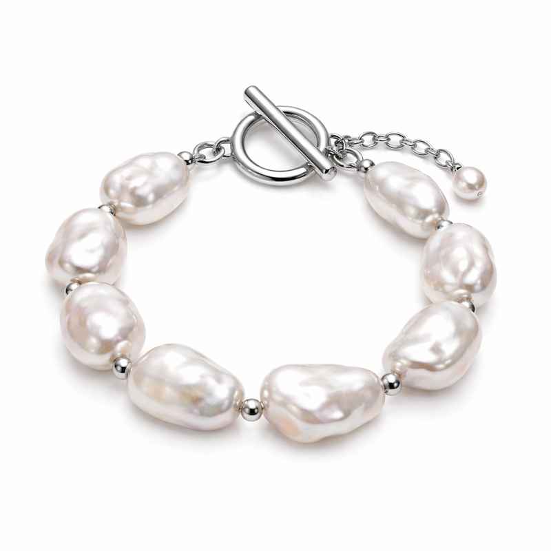 Dainty Adjustable Baroque Pearl Bracelet with Stainless Steel Toggle Closure 1 Dainty Adjustable Baroque Pearl Bracelet with Stainless Steel Toggle Closure