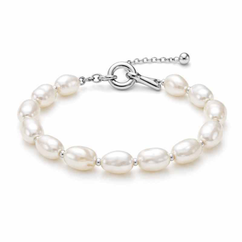 Dainty Baroque Pearl Bracelet with Adjustable Stainless Steel Toggle Closure 1 Dainty Baroque Pearl Bracelet with Adjustable Stainless Steel Toggle Closure