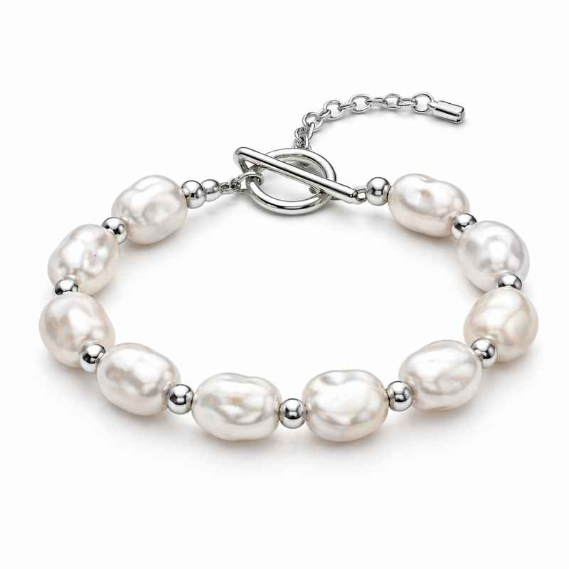 Dainty Baroque Pearl Bracelet, Adjustable Stainless Steel Bracelet, Toggle Closure 1 Dainty Baroque Pearl Bracelet, Adjustable Stainless Steel Bracelet, Toggle Closure