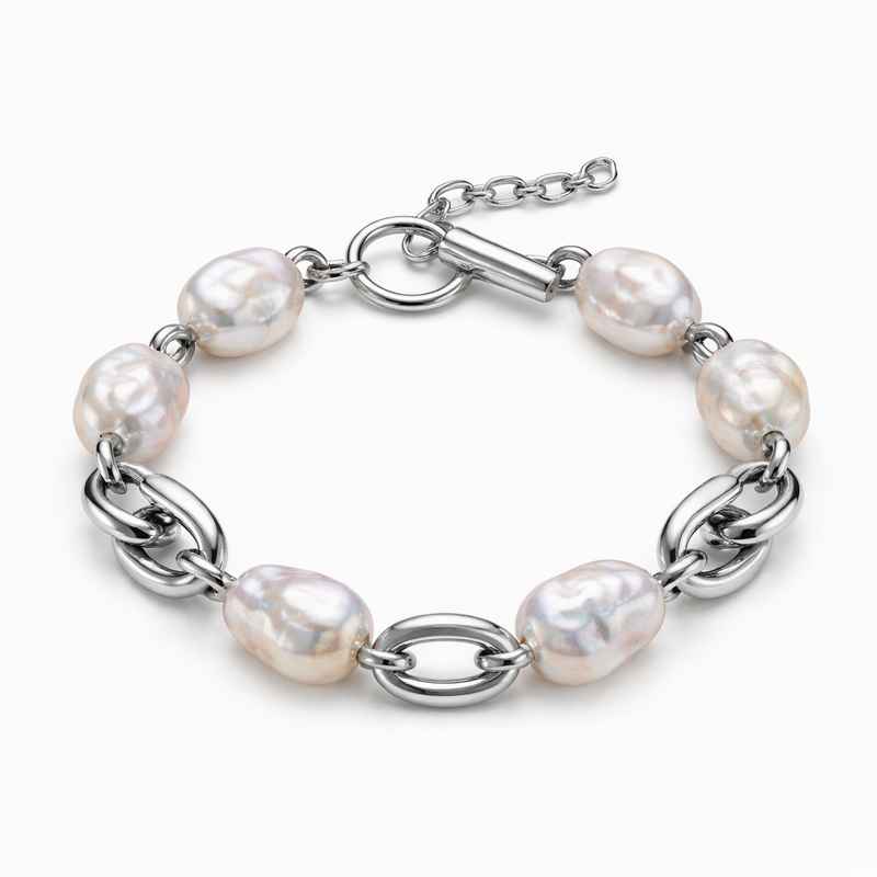 Dainty Baroque Pearl Bracelet - Adjustable Stainless Steel Toggle Closure 1 Dainty Baroque Pearl Bracelet - Adjustable Stainless Steel Toggle Closure