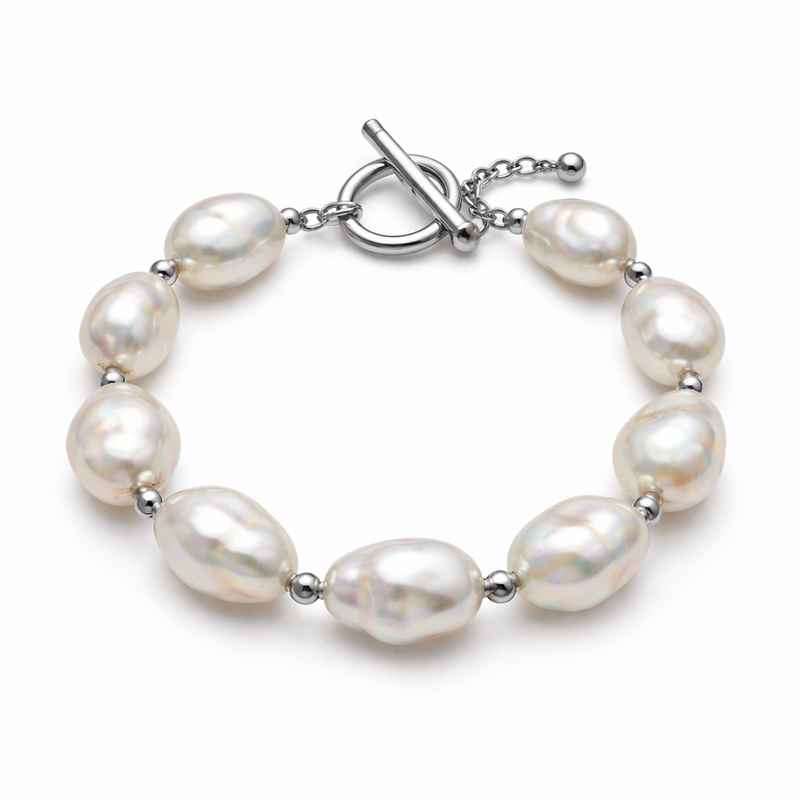 Dainty Adjustable Baroque Pearl Bracelet with Stainless Steel Toggle Closure 1 Dainty Adjustable Baroque Pearl Bracelet with Stainless Steel Toggle Closure