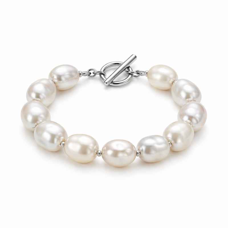 Dainty Baroque Pearl Bracelet with Adjustable Stainless Steel Toggle Closure 3 Dainty Baroque Pearl Bracelet with Adjustable Stainless Steel Toggle Closure