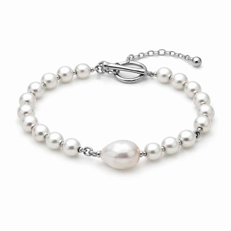 Dainty Adjustable Pearl Bracelet with Baroque Pearl Toggle Closure 2 Dainty Adjustable Pearl Bracelet with Baroque Pearl Toggle Closure