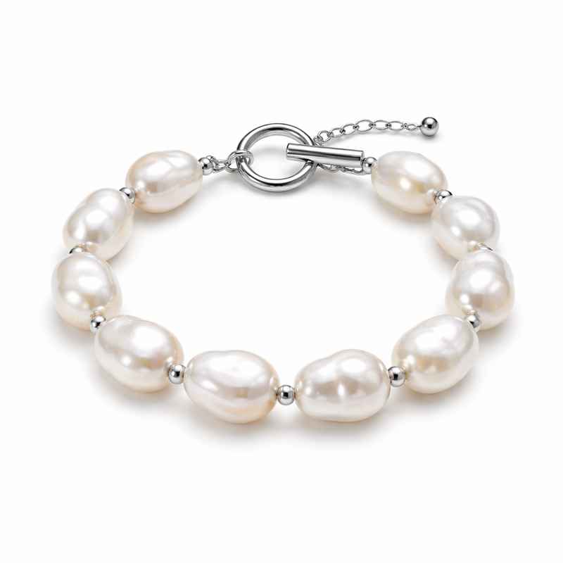 Dainty Adjustable Baroque Pearl Bracelet with Stainless Steel Toggle Closure 3 Dainty Adjustable Baroque Pearl Bracelet with Stainless Steel Toggle Closure