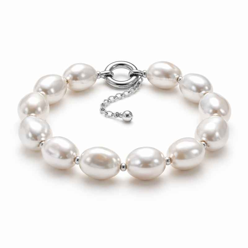 Dainty Baroque Pearl Bracelet with Adjustable Stainless Steel Toggle Closure 2 Dainty Baroque Pearl Bracelet with Adjustable Stainless Steel Toggle Closure