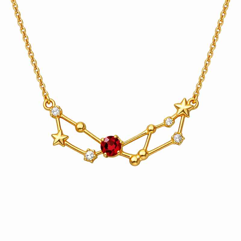 Custom Zodiac Constellation Pendant Birthstone Necklace Gold Plated 2 Custom Zodiac Constellation Pendant Birthstone Necklace Gold Plated