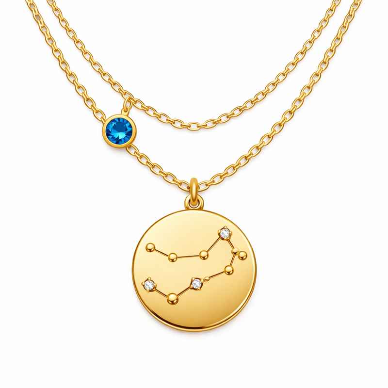 Custom Zodiac Constellation Birthstone Necklace for Layering Gold Plated Stainless Steel Pendant 2 Custom Zodiac Constellation Birthstone Necklace for Layering Gold Plated Stainless Steel Pendant