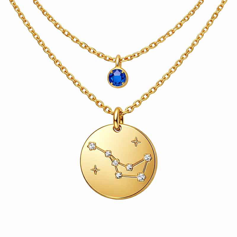custom zodiac constellation pendant necklace birthstone layering necklace gold plated stainless steel zodiac necklace 1 custom zodiac constellation pendant necklace birthstone layering necklace gold plated stainless steel zodiac necklace
