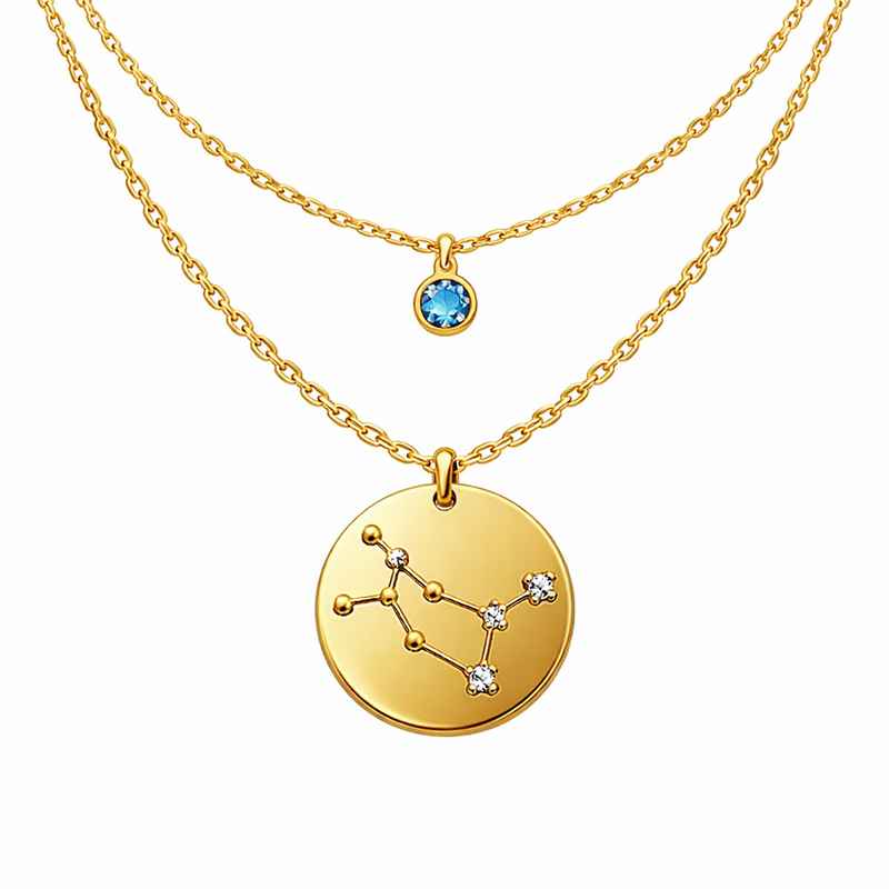Custom Zodiac Constellation Pendant Gold Plated Birthstone Necklace Layering Stainless Steel Zodiac Necklace 1 Custom Zodiac Constellation Pendant Gold Plated Birthstone Necklace Layering Stainless Steel Zodiac Necklace