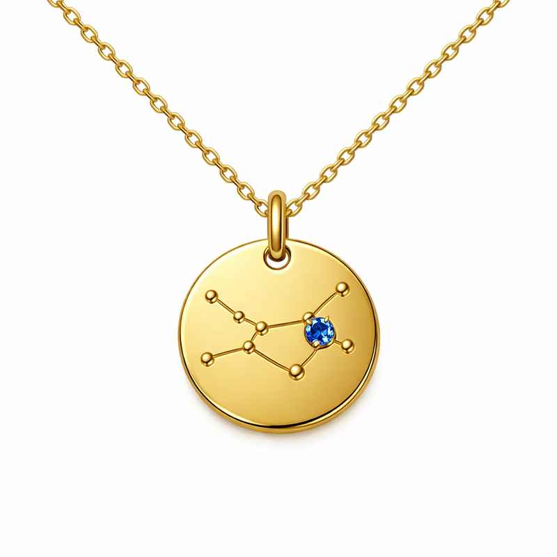 Custom Zodiac Pendant Necklace with Colored Birthstone Gold Plated Stainless Steel Zodiac Constellation Necklace 2 Custom Zodiac Pendant Necklace with Colored Birthstone Gold Plated Stainless Steel Zodiac Constellation Necklace