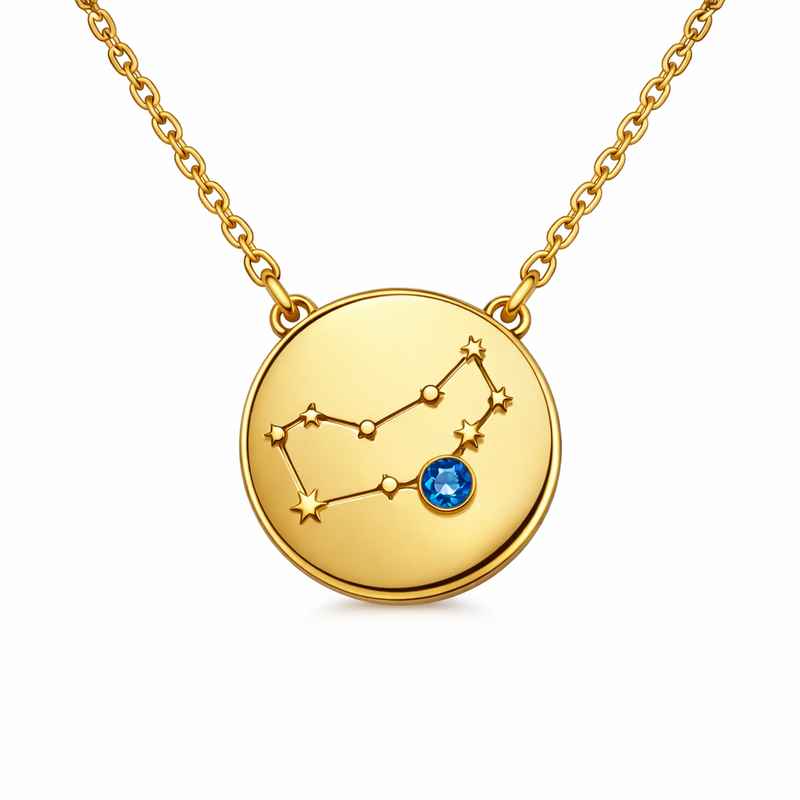 Custom Zodiac Constellation Pendant Necklace with Birthstone & Gold Plated Stainless Steel 1 Custom Zodiac Constellation Pendant Necklace with Birthstone & Gold Plated Stainless Steel