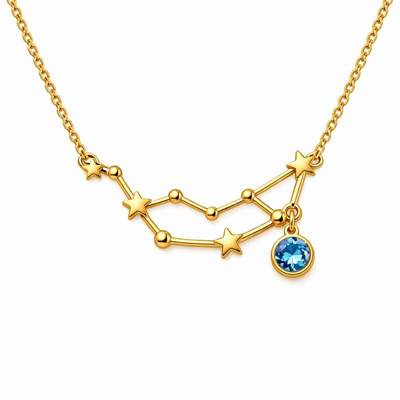 Custom Zodiac Constellation Necklace with Colored Birthstone Pendant 1 Custom Zodiac Constellation Necklace with Colored Birthstone Pendant