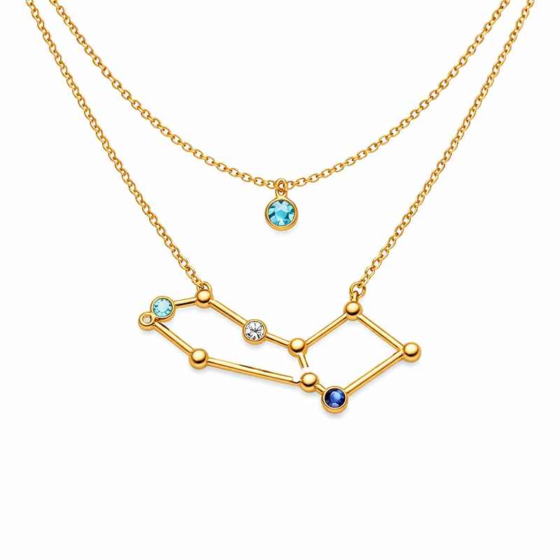 Custom Zodiac Constellation Pendant Necklace, Gold Plated Birthstone Necklace, Stainless Steel Zodiac Layering Necklace 1 Custom Zodiac Constellation Pendant Necklace, Gold Plated Birthstone Necklace, Stainless Steel Zodiac Layering Necklace