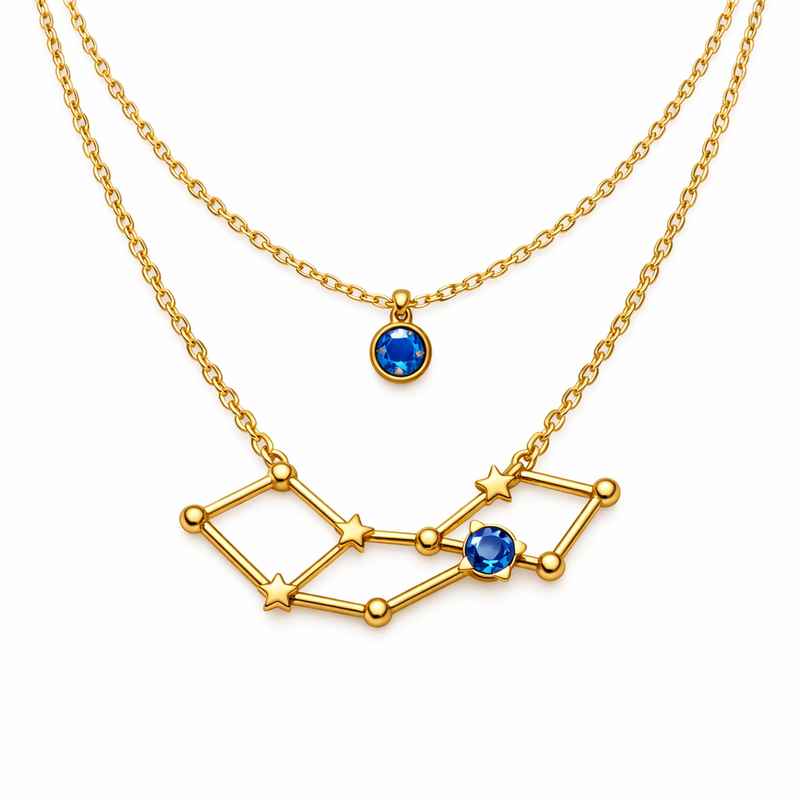 Custom Zodiac Constellation Necklace with Colored Birthstone Pendant 1 Custom Zodiac Constellation Necklace with Colored Birthstone Pendant