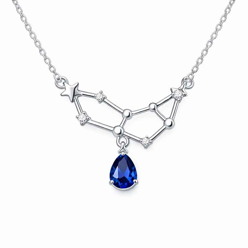 Custom Zodiac Constellation Necklace with Colored Birthstone Pendant 1 Custom Zodiac Constellation Necklace with Colored Birthstone Pendant