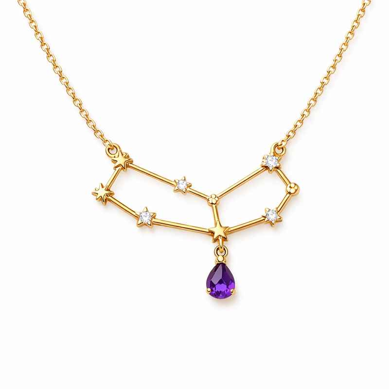 Custom Zodiac Constellation Necklace with Gold Plated Birthstone Pendant 2 Custom Zodiac Constellation Necklace with Gold Plated Birthstone Pendant