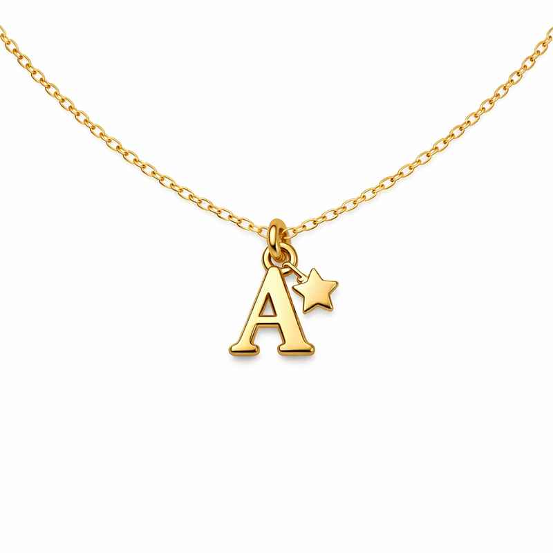 Waterproof 18K Gold Plated Necklace with Initial Letter Star Charm 2 Waterproof 18K Gold Plated Necklace with Initial Letter Star Charm