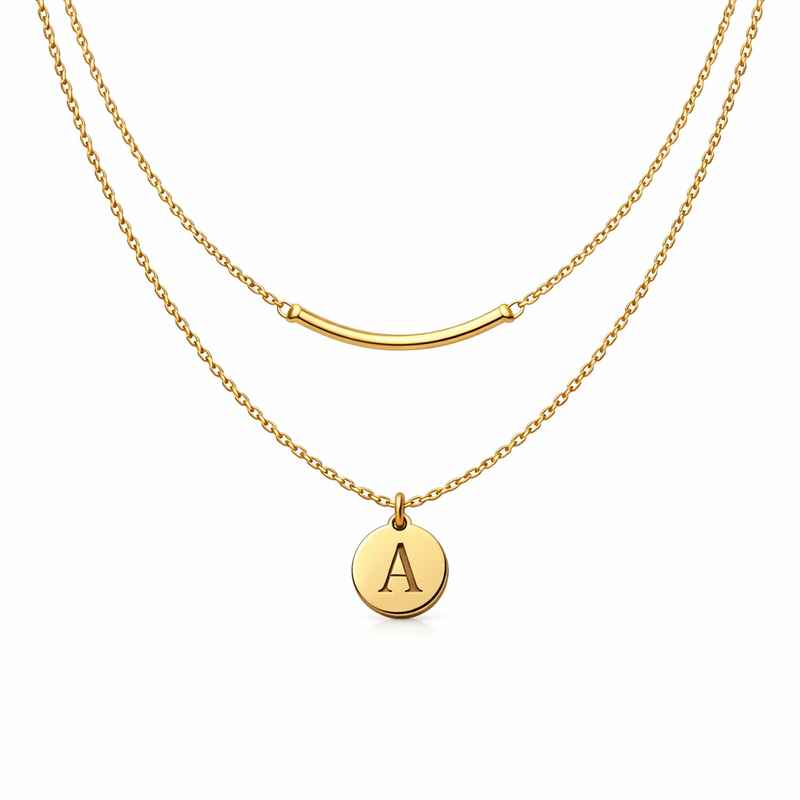 Waterproof Gold Plated Necklace with 18K Gold Initial Letter Charm 1 Waterproof Gold Plated Necklace with 18K Gold Initial Letter Charm