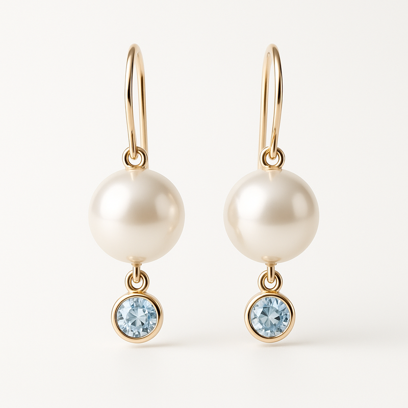 Elegant Minimalist Pearl Earrings with Birthstone Charm Drop Options: Customization & Wholesale Opportunities for Jewelry Brands