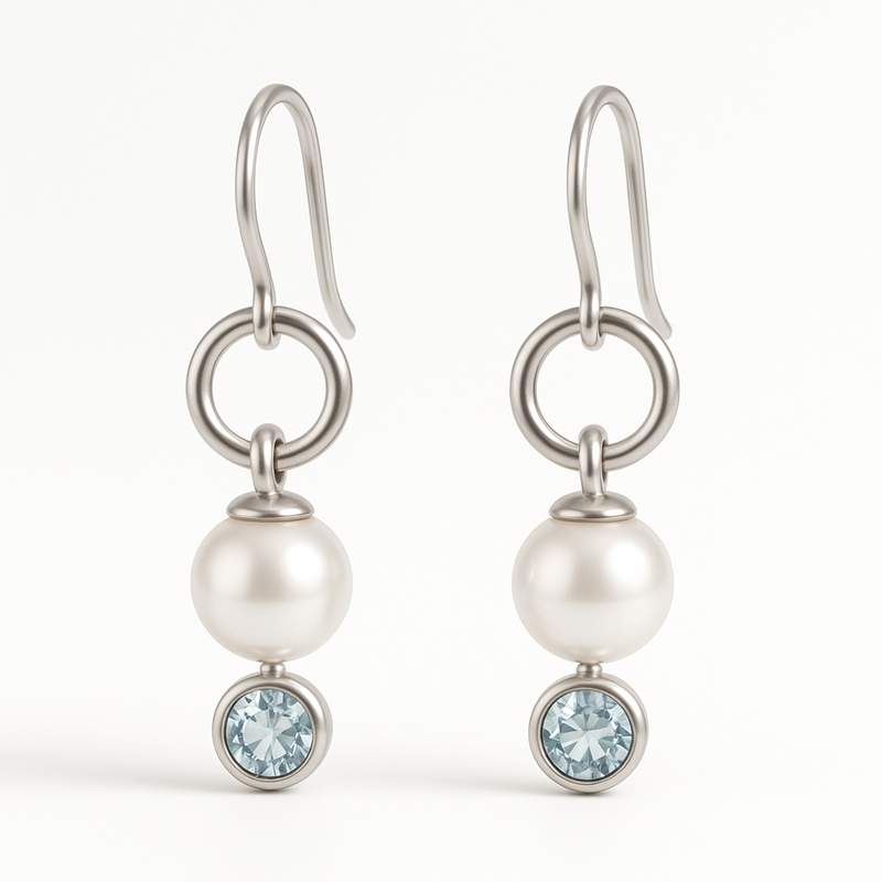 Elegant Minimalist Pearl Earrings and Birthstone Charm Drop Earrings: Customization for Wholesale Jewelry Manufacturing
