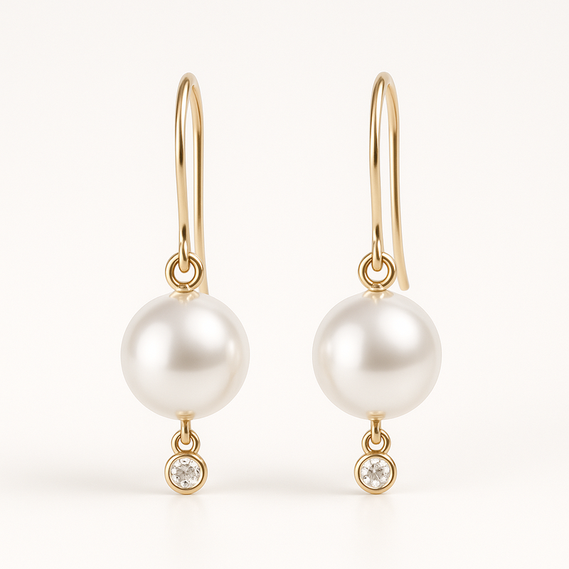 Elegant Minimalist Pearl Earrings and Birthstone Charm Drop Earrings: Perfect Customizable Jewelry for Wholesale Clients