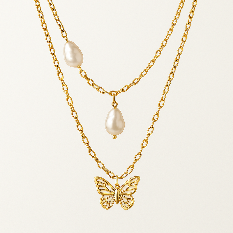 Boost Your Jewelry Business with Sustainable Baroque Pearl Necklaces, 14k Gold Plated Butterfly Designs, and Layering Chain Necklaces with Baroque Pearls