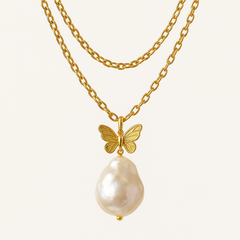 Sustainable Baroque Pearl Necklace and Butterfly Accent Gold Plated Necklace: Wholesale Manufacturing Trends for 14k Gold Plated Layering Necklaces
