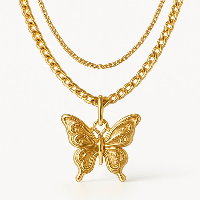 Sustainable Baroque Pearl Necklace Trends: Butterfly Accent Gold Necklace & 14k Gold Plated Layering Necklace for Jewelry Brands