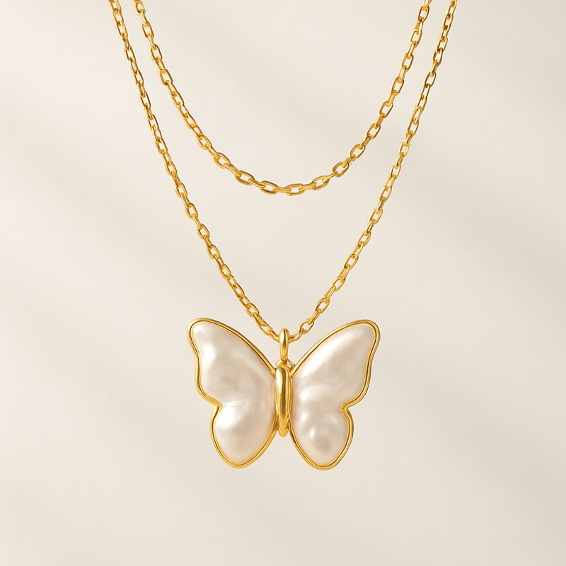Sustainable Baroque Pearl Necklace and 14k Gold Plated Butterfly Necklace: Customization and Quality for Jewelry Brands