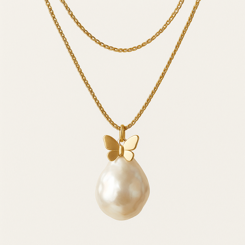 Sustainable Baroque Pearl Necklace: Customization Options for Butterfly Accent 14k Gold and Layering Necklace Designs 8 Sustainable Baroque Pearl Necklace: Customization Options for Butterfly Accent 14k Gold and Layering Necklace Designs