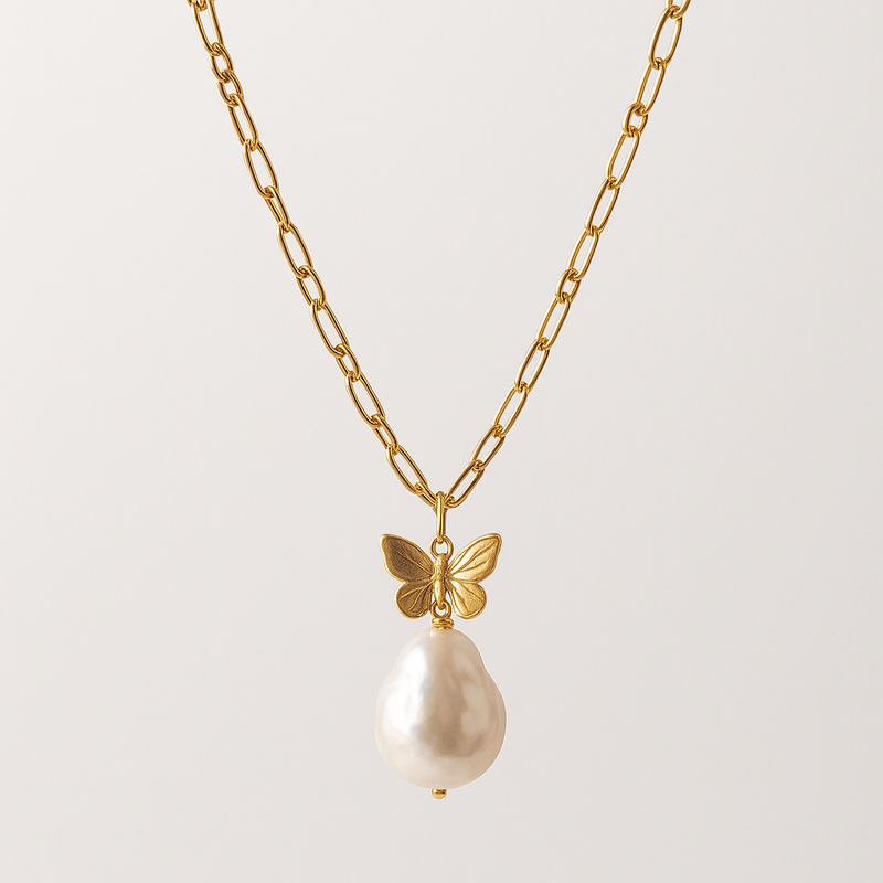 Sustainable Baroque Pearl Necklace, Butterfly Accent Gold Plated Necklace & 14k Gold Plated Layering Necklace: Trends in Custom Jewelry Manufacturing for Wholesale Success