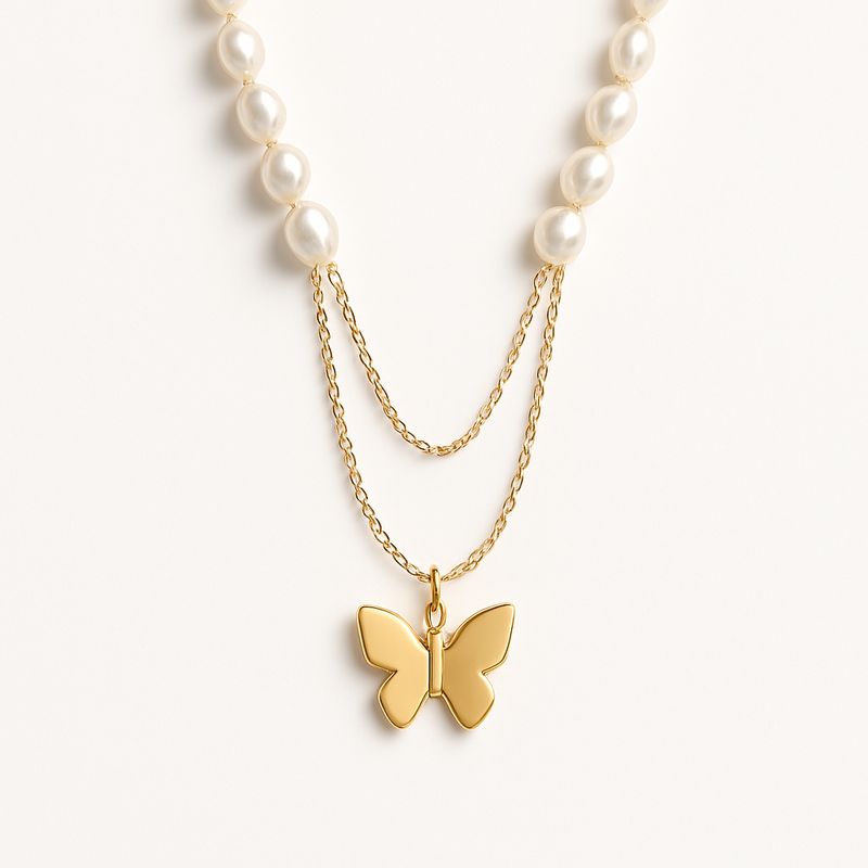 Elevate Your Jewelry Brand with Sustainable Baroque Pearl Necklaces, 14k Gold Plated Butterfly Necklaces, and Layering Options for Custom Wholesale Success