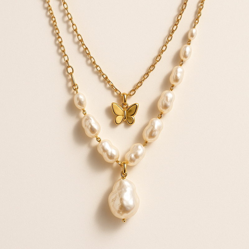 Sustainable Baroque Pearl Necklace Trends: Why Butterfly Accent Gold and 14k Gold Plated Layering Necklaces Are Perfect for Jewelry Brands