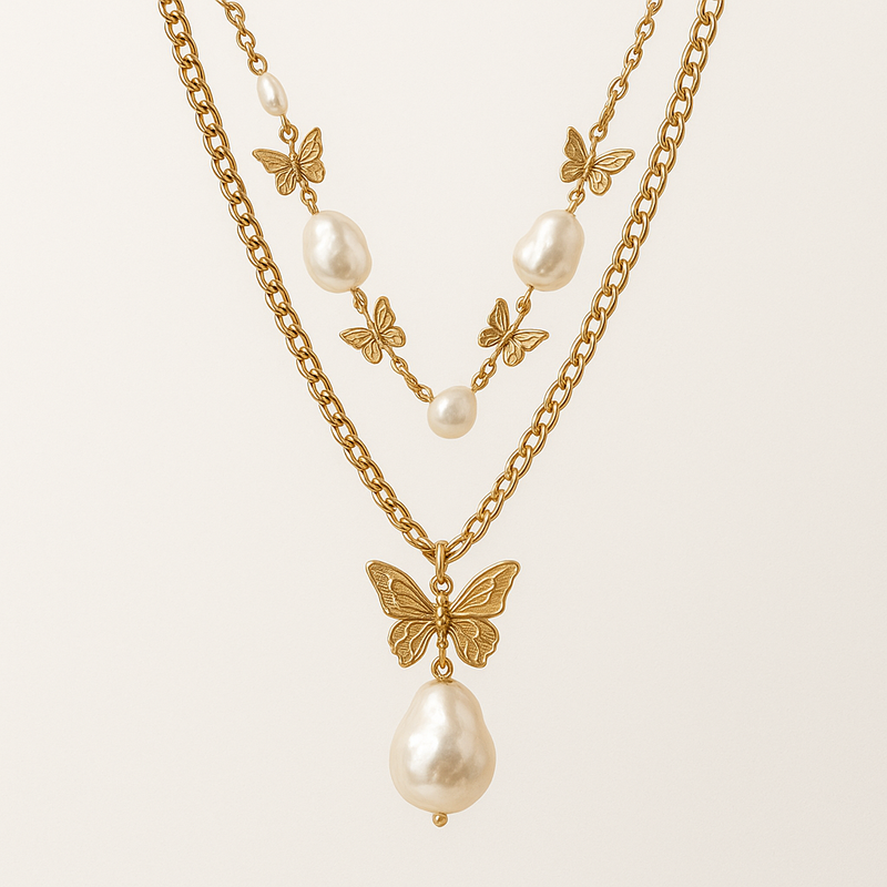 Sustainable Baroque Pearl Necklace Trends: Custom OEM/ODM Designs with Butterfly Accents & 14K Gold Plated Layering