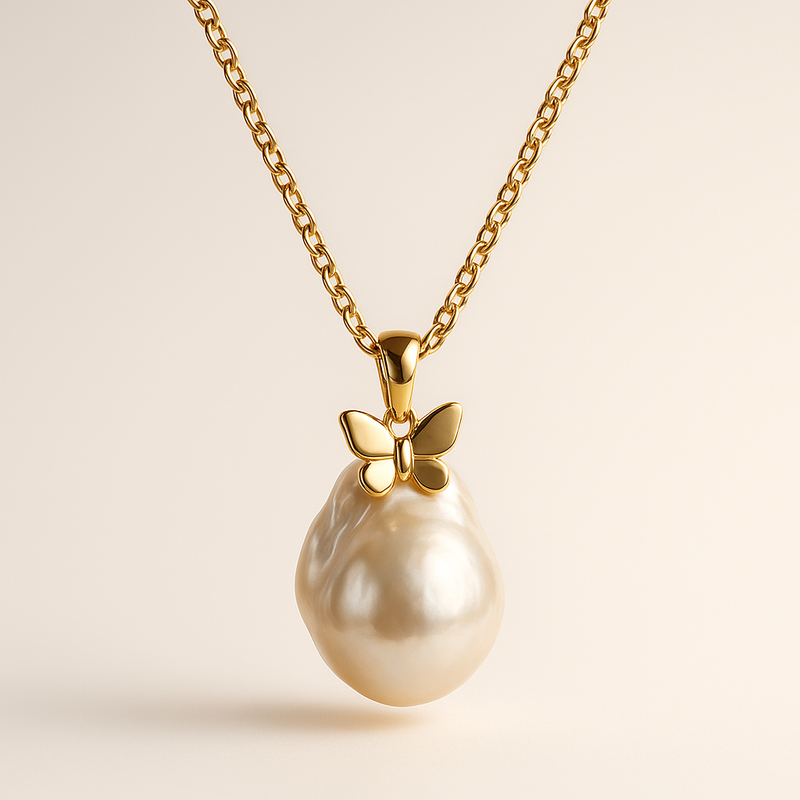 Sustainable Baroque Pearl Necklace with Butterfly Accent 14k Gold: Customization & Wholesale Opportunities for Jewelry Manufacturers 8 Sustainable Baroque Pearl Necklace with Butterfly Accent 14k Gold: Customization & Wholesale Opportunities for Jewelry Manufacturers