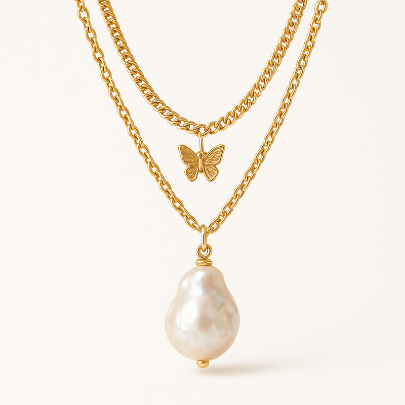 Boost Your Jewelry Business with Sustainable Baroque Pearl Necklaces, Butterfly Accent Gold Plated Necklaces, and 14k Gold Layered Chain Necklaces