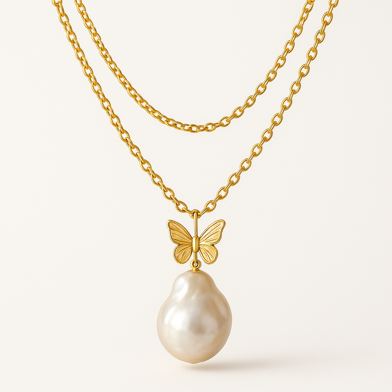 Enhance Your Jewelry Collection with Sustainable Baroque Pearl Necklaces, Butterfly Accent 14k Gold Necklaces, and Layering Necklaces 14k Gold Plated