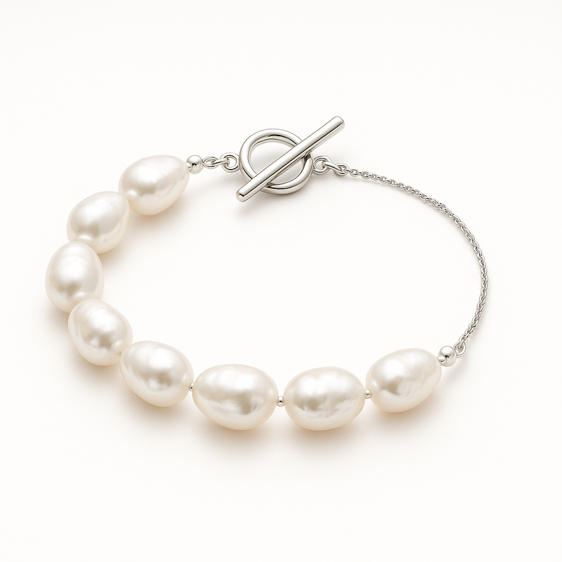 Enhance Your Jewelry Collection with a Dainty Baroque Pearl Bracelet: Adjustable Stainless Steel Bracelet & Toggle Closure Pearl Bracelet Customization for Business Growth