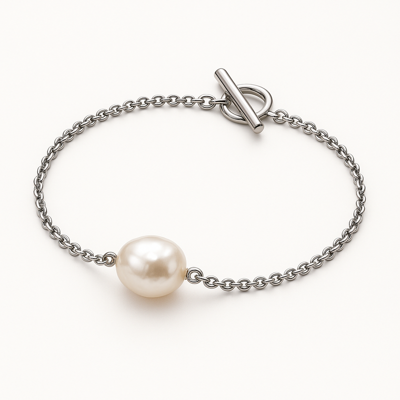 Enhance Your Jewelry Collection with a Dainty Baroque Pearl Bracelet: Adjustable Stainless Steel Design with Toggle Closure 2 Enhance Your Jewelry Collection with a Dainty Baroque Pearl Bracelet: Adjustable Stainless Steel Design with Toggle Closure