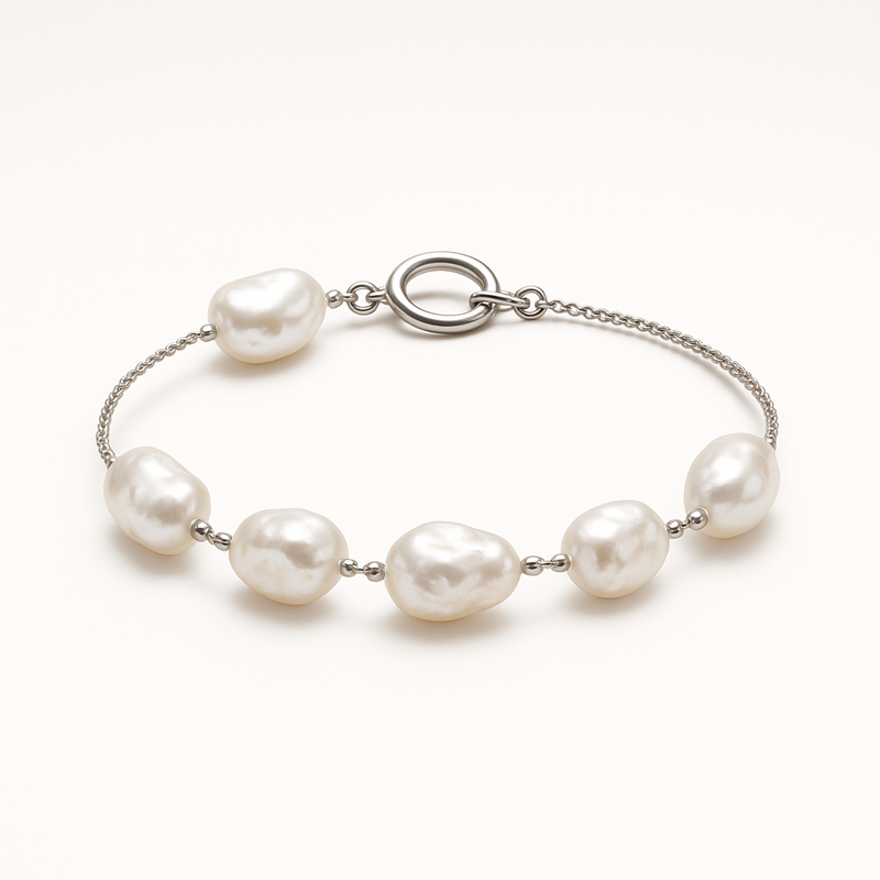 Dainty Baroque Pearl Bracelet: Customizable Stainless Steel Toggle Closure Options for Wholesale Jewelry Manufacturing 2 Dainty Baroque Pearl Bracelet: Customizable Stainless Steel Toggle Closure Options for Wholesale Jewelry Manufacturing