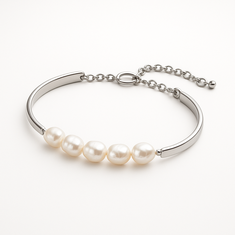 Dainty Baroque Pearl Bracelet: Customizable Adjustable Stainless Steel Bracelets with Toggle Closure for Your Jewelry Brand 8 Dainty Baroque Pearl Bracelet: Customizable Adjustable Stainless Steel Bracelets with Toggle Closure for Your Jewelry Brand
