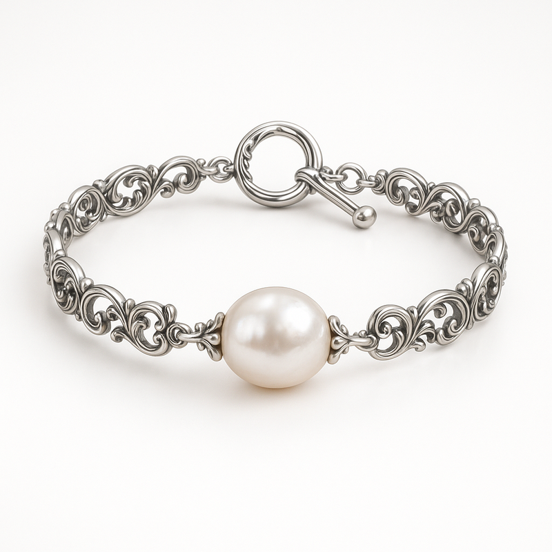 Dainty Baroque Pearl Bracelet: Customizable Adjustable Stainless Steel Bracelet with Toggle Closure for Wholesale Jewelry Brands 2 Dainty Baroque Pearl Bracelet: Customizable Adjustable Stainless Steel Bracelet with Toggle Closure for Wholesale Jewelry Brands