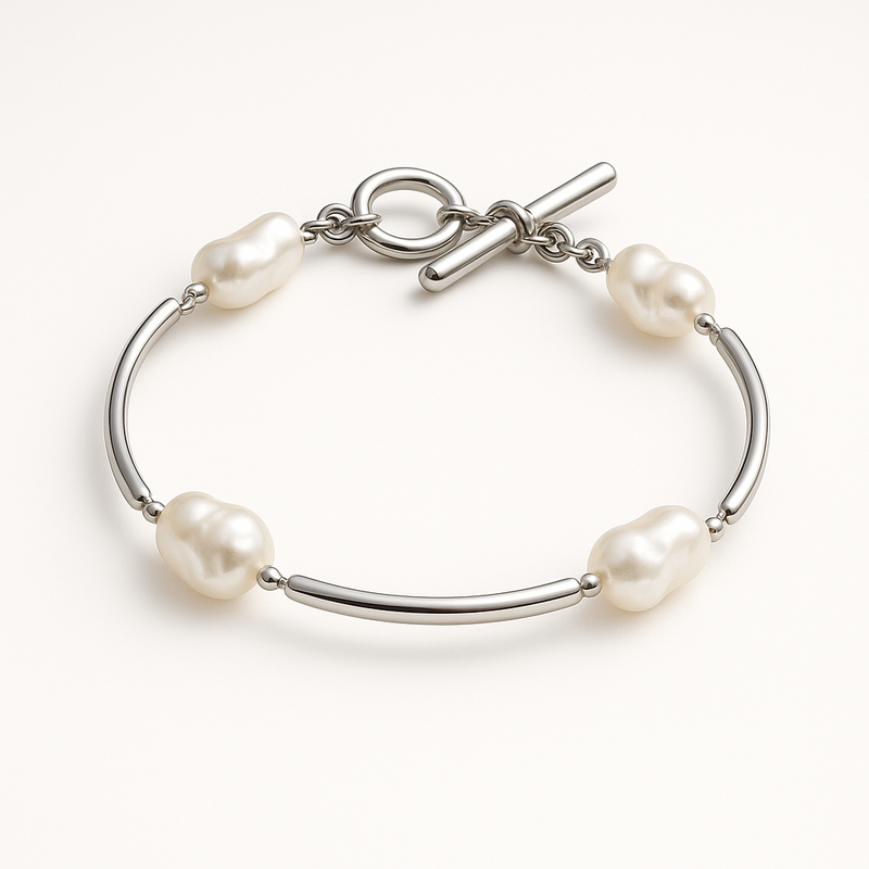 Boost Your Jewelry Brand with a Dainty Baroque Pearl Bracelet: Customizable Adjustable Stainless Steel Bracelets with Toggle Closure for Wholesale Success Boost Your Jewelry Brand with a Dainty Baroque Pearl Bracelet: Customizable Adjustable Stainless Steel Bracelets with Toggle Closure for Wholesale Success
