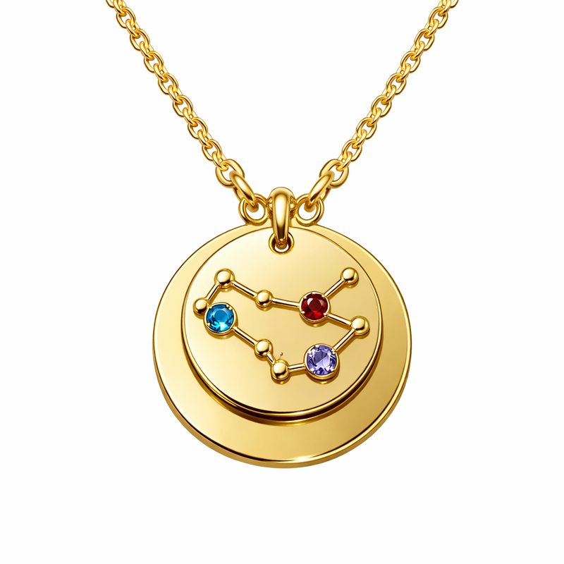Custom Zodiac Constellation Pendant: Trendy Gold Plated Stainless Steel Layering Necklaces with Colored Birthstone Options for Your Business 2 Custom Zodiac Constellation Pendant: Trendy Gold Plated Stainless Steel Layering Necklaces with Colored Birthstone Options for Your Business