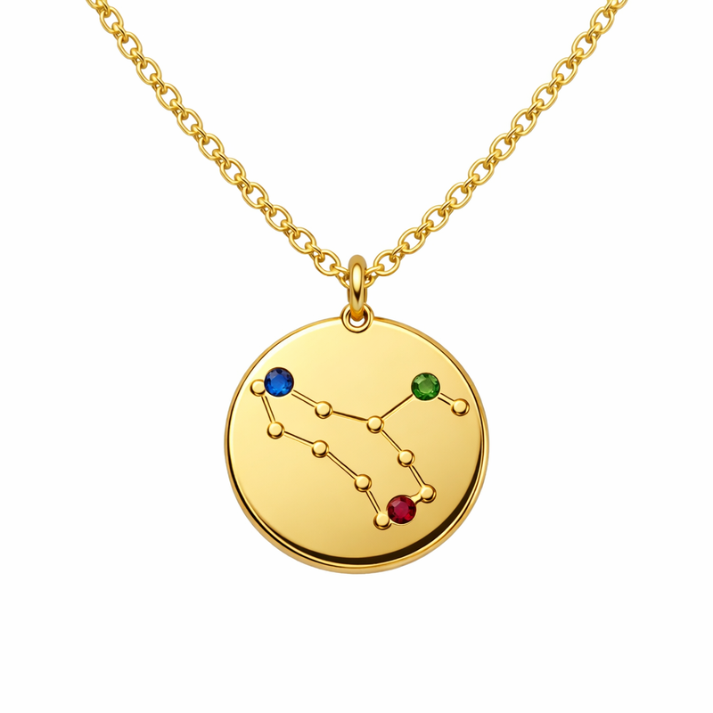 Custom Zodiac Constellation Pendant and Colored Birthstone Necklace: Perfect for Gold Plated Stainless Steel Layering Necklaces 5 Custom Zodiac Constellation Pendant and Colored Birthstone Necklace: Perfect for Gold Plated Stainless Steel Layering Necklaces