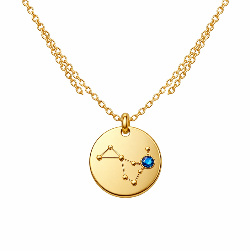 custom zodiac constellation colored birthstone pendant layering gold plated stainless steel necklace: low-MOQ OEM/ODM manufacturing for holiday personalization surge custom zodiac constellation colored birthstone pendant layering gold plated stainless steel necklace: low-MOQ OEM/ODM manufacturing for holiday personalization surge