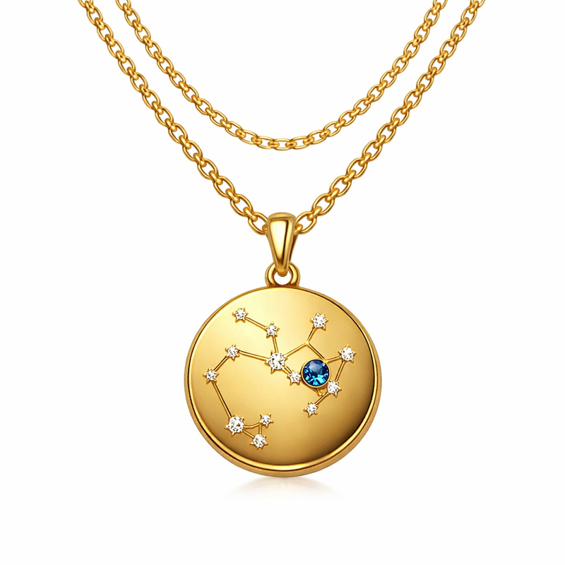 custom zodiac birthstone pendant for Holiday 2025: low-MOQ wholesale gold plated constellation necklace and layering stainless steel zodiac necklace sets custom zodiac birthstone pendant for Holiday 2025: low-MOQ wholesale gold plated constellation necklace and layering stainless steel zodiac necklace sets